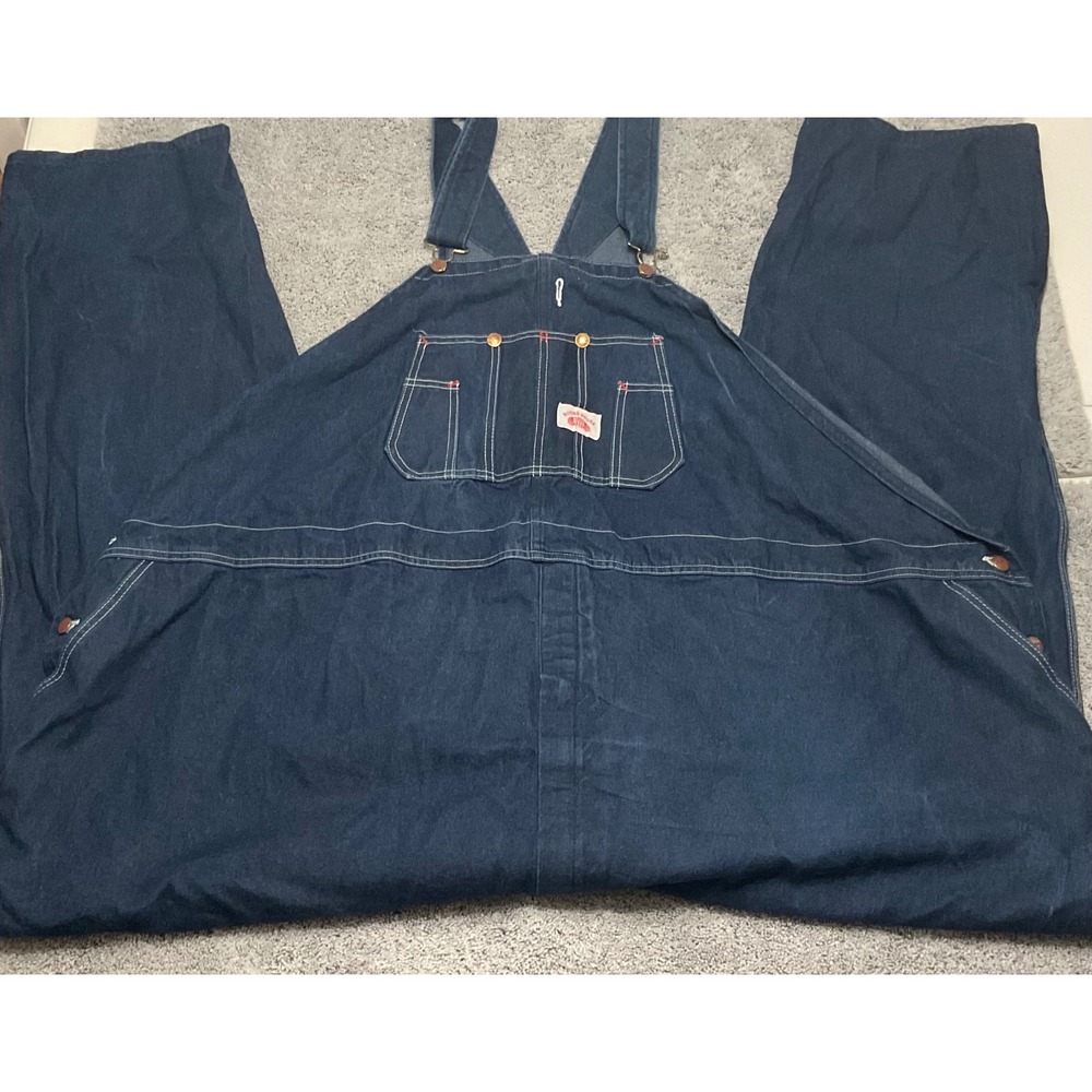 VTG Round House 72x34 Blue Denim Bib Overalls Lot 966 Made in USA Rare 8XL 9XL
